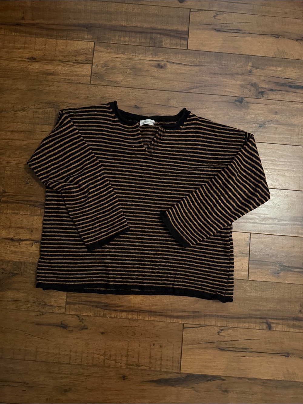 CB casual Black and Brown Striped Scoop-Neck Sweater Cashmere Blend
